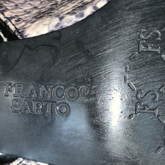 Franco Sarto Peep Toe Slingback Shoes Black and Grey Snakeskin Woman’s Size 7.5M - Picture 13 of 16